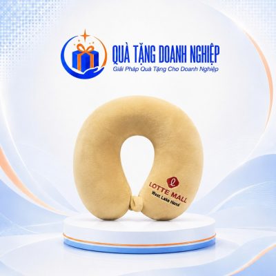 Gối Chữ U Vải Nhung Màu Vàng In Logo Quà Tặng Doanh Nghiệp