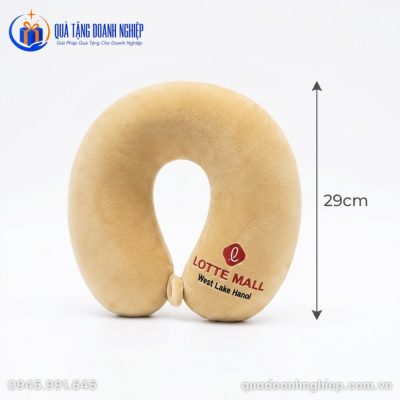 Gối Chữ U Vải Nhung Màu Vàng In Logo Quà Tặng Doanh Nghiệp