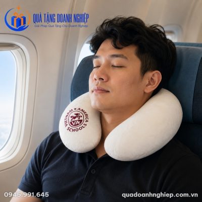 Gối Chữ U Vải Velboa Mềm Mại In Logo Quà Tặng Doanh Nghiệp
