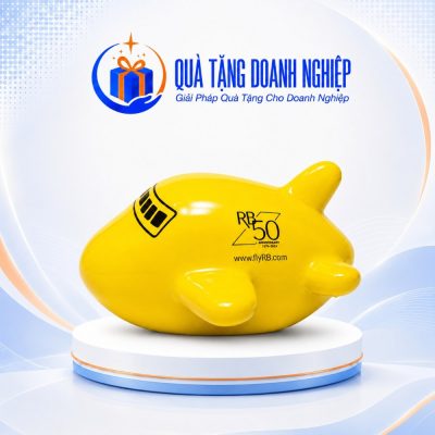 Heo Đất Dáng Máy Bay Màu Vàng In Quà Tặng Doanh Nghiệp