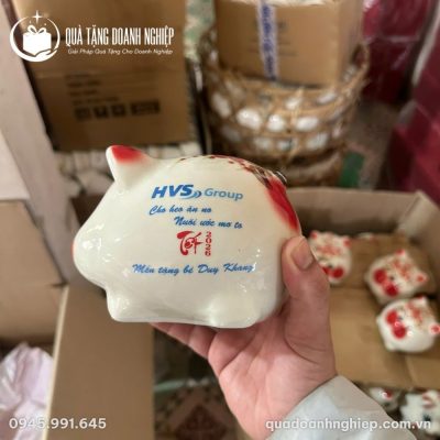 Heo Đất Gốm Sứ Bát Tràng In Logo Quà Tặng Doanh Nghiệp