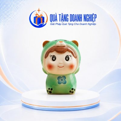 Heo Đất Gốm Sứ Em Bé Búp Bê Quà Tặng Doanh Nghiệp In Logo