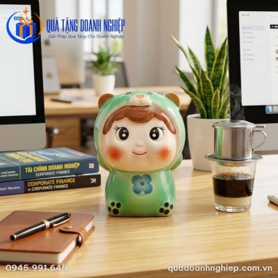 Heo Đất Gốm Sứ Em Bé Búp Bê Quà Tặng Doanh Nghiệp In Logo