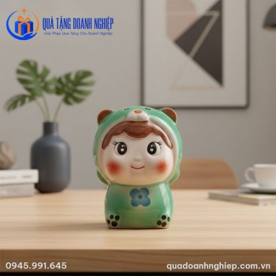Heo Đất Gốm Sứ Em Bé Búp Bê Quà Tặng Doanh Nghiệp In Logo