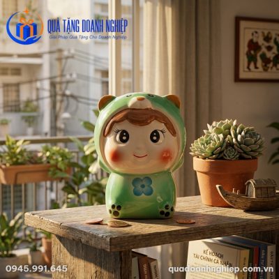 Heo Đất Gốm Sứ Em Bé Búp Bê Quà Tặng Doanh Nghiệp In Logo