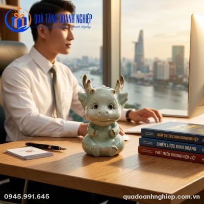 Heo Đất Gốm Sứ Hình Rồng Quà Tặng Doanh Nghiệp In Logo