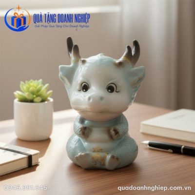 Heo Đất Gốm Sứ Hình Rồng Quà Tặng Doanh Nghiệp In Logo