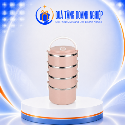 Hộp cơm giữ nhiệt 4 tầng lõi inox in logo quà tặng HC-01