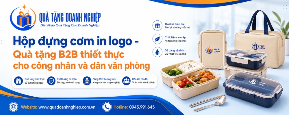 Hộp đựng cơm quà tặng in logo
