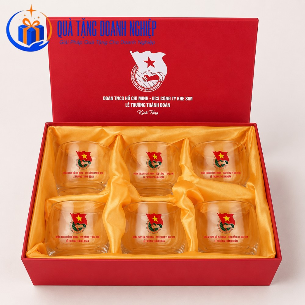 Bộ thủy tinh quà tặng in logo