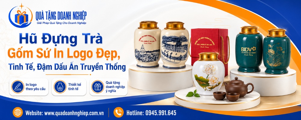 Hũ đựng trà quà tặng in logo