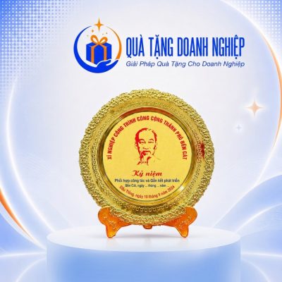 Đĩa biểu trưng sứ bát tràng hoạ tiết bác hồ 20cm in logo quà tặng BDT-10 - Ảnh đại diện