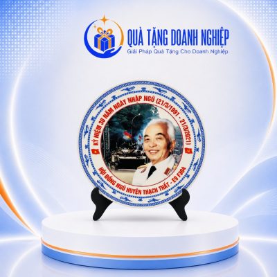 Đĩa biểu trưng sứ bát tràng hoạ tiết chân dung thủ tướng võ nguyên giáp 20cm in logo quà tặng BDT-11 - Ảnh đại diện
