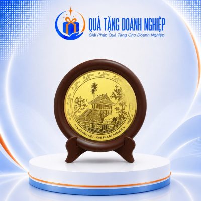 Đĩa biểu trưng sứ bát tràng hoạ tiết chùa một cột 20cm in logo quà tặng BDT-09 - Ảnh đại diện