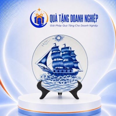 Đĩa biểu trưng sứ bát tràng hoạ tiết thuận buồn xuôi gió 20cm in logo quà tặng BDT-19 - Ảnh đại diện