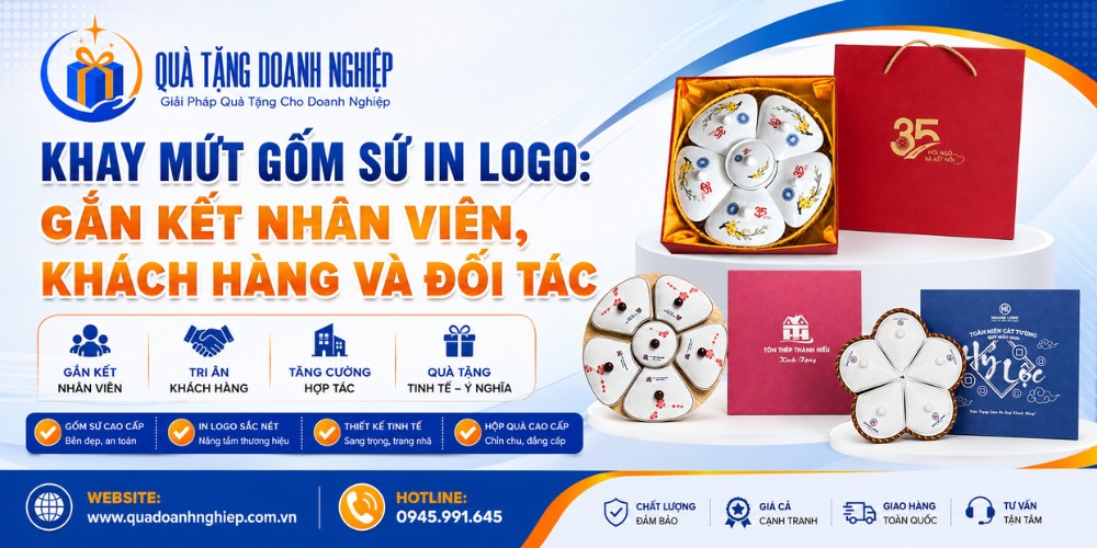 Khay mứt in logo quà tặng khách hàng, đối tác và nhân viên