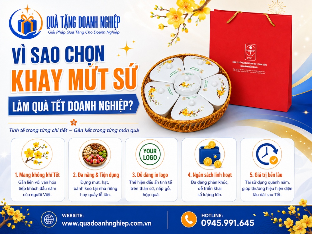 Khay mứt, hũ mứt Bát Tràng in logo làm quà tặng