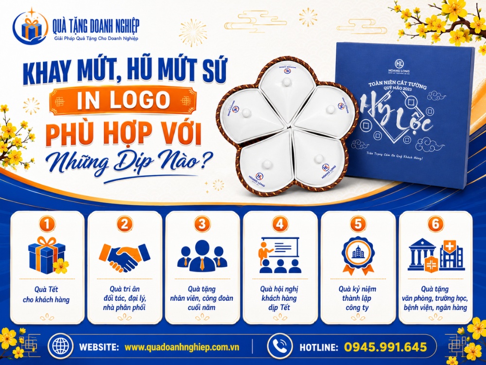 Những dịp tặng quà khay mứt tết in logo