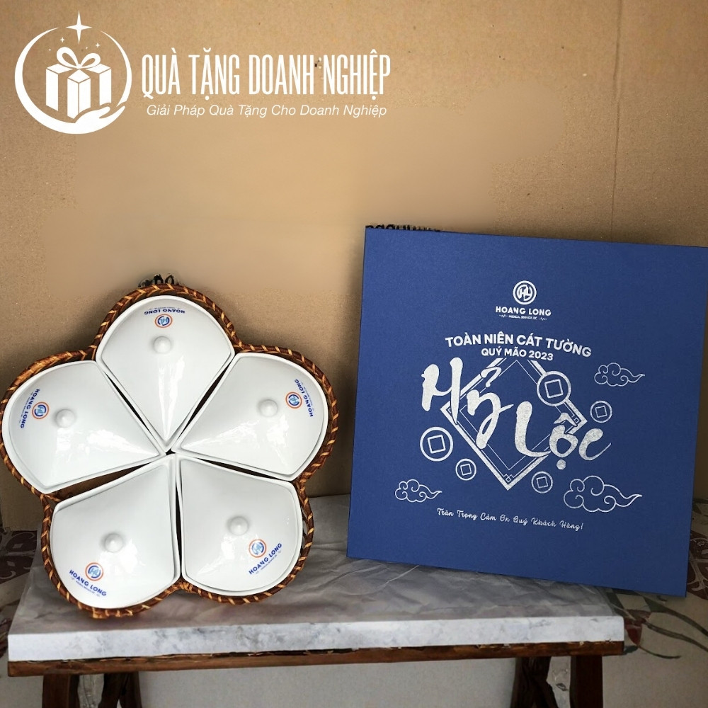 Khay mứt tết in logo