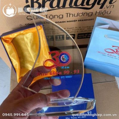 Kỷ Niệm Chương Pha Lê Cánh Buồm In Logo Quà Tặng Doanh Nghiệp