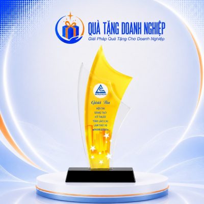 Kỷ niệm chương pha lê dáng cánh buồm vàng in logo quà tặng KNC-04 - Ảnh đại diện