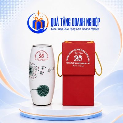 Lọ Hoa Sứ Hoa Bồ Công Anh Quà Tặng Doanh Nghiệp In Logo