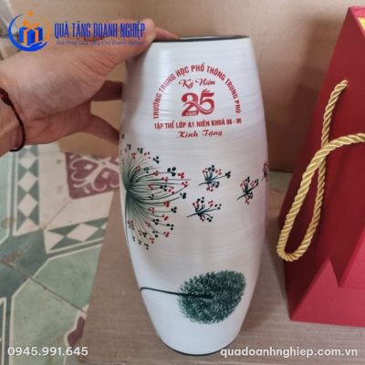 Lọ Hoa Sứ Hoa Bồ Công Anh Quà Tặng Doanh Nghiệp In Logo