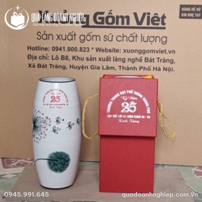 Lọ Hoa Sứ Hoa Bồ Công Anh Quà Tặng Doanh Nghiệp In Logo