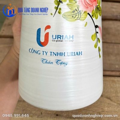 Lọ Hoa Sứ Vẽ Tay Hoa Hồng In Logo Quà Tặng Doanh Nghiệp