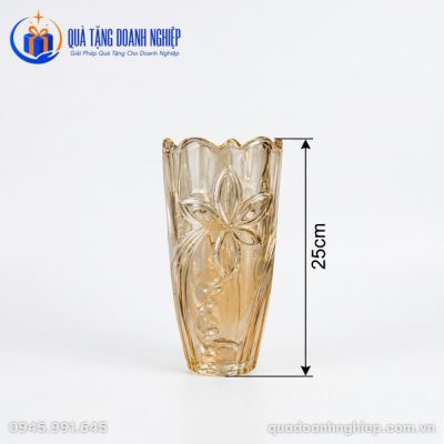 Lọ Hoa Thủy Tinh Hổ Phách Khắc Nổi Quà Tặng Doanh Nghiệp In Logo
