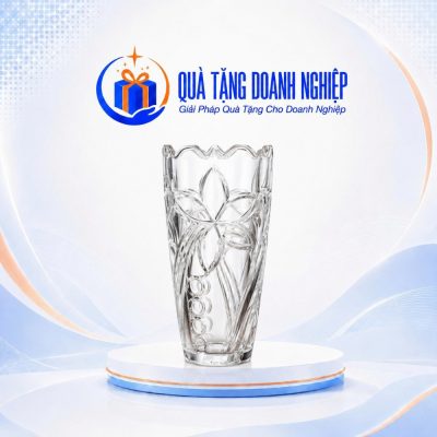 Lọ Hoa Thủy Tinh In Logo Hoa Hướng Dương Quà Tặng Doanh Nghiệp