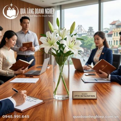 Lọ Hoa Thủy Tinh Trụ Tròn Quà Tặng Doanh Nghiệp In Logo