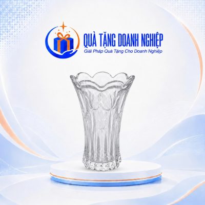 Lọ Hoa Thủy Tinh Tulip Khắc Nổi In Logo Quà Tặng Doanh Nghiệp
