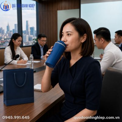 Sử dụng ly giữ nhiệt LGNQT-04 trong phòng họp giúp xây dựng không gian làm việc chuyên nghiệp
