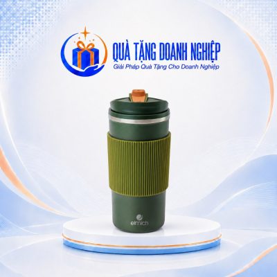 Ly giữ nhiệt có có đệm cao su màu xanh lá 510ml in logo quà tặng LGNQT-16 - Ảnh đại diện