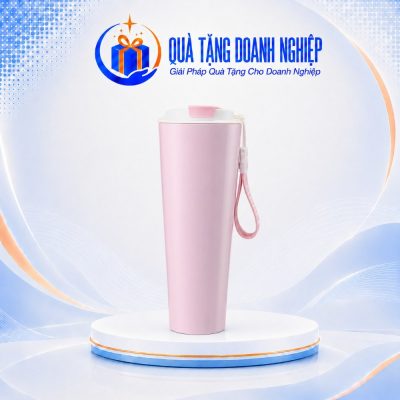 Ly giữ nhiệt có quai xách màu hồng 710ml in logo quà tặng LGNQT-14 - Ảnh đại diện
