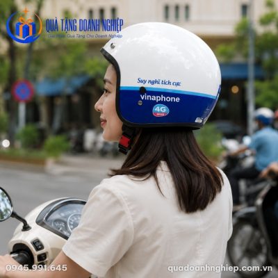 Mũ bảo hiểm 3/4 không kính In Logo VNPT Vinaphone Quà Tặng Doanh Nghiệp