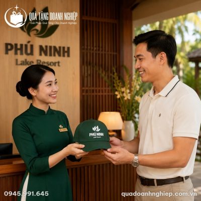 Mũ Thêu logo Phú Ninh Lake Resort Màu Xanh Lá Quà tặng Doanh Nghiệp