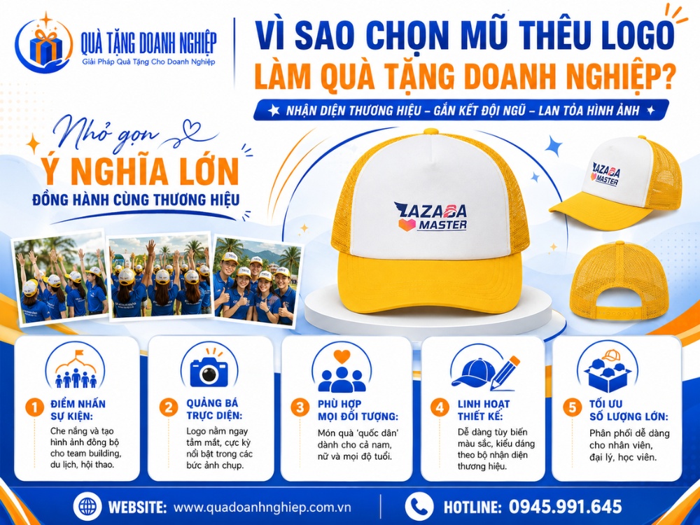Ưu điểm của mũ thêu logo thương hiệu