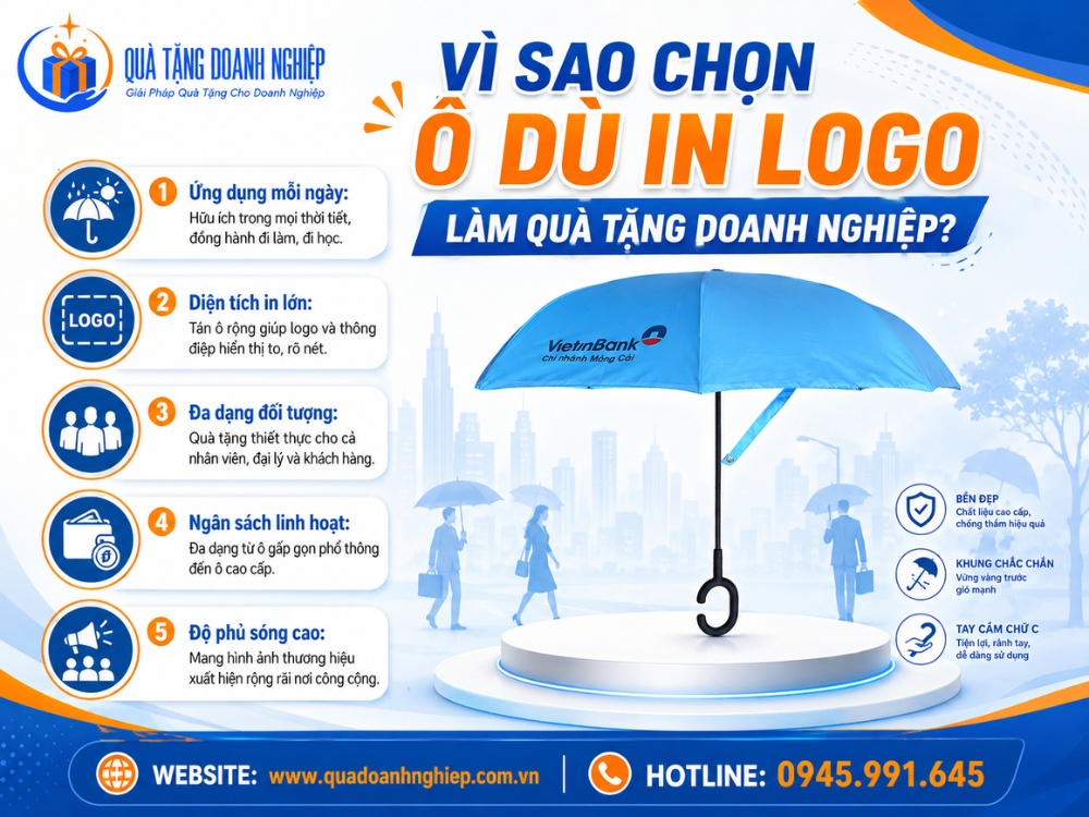 Ưu điểm của quà tặng ô dù in logo
