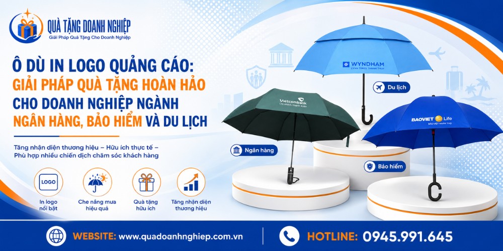 Ô dù quà tặng ngân hàng, bảo hiểm, du lịch