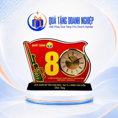 Đồng Hồ Để Bàn Pha Lê In Logo Kỷ Niệm Ngày Thành Lập Quà Tặng Doanh Nghiệp