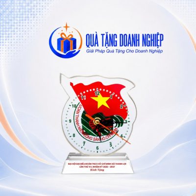 Đồng hồ để bàn quà tặng Doanh Nghiệp in logo pha lê