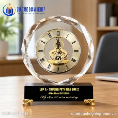 Đồng Hồ Pha Lê Để Bàn In Logo Kỷ Niệm 35 năm Quà Tặng Doanh Nghiệp