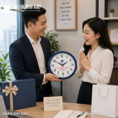 Đồng Hồ Treo Tường Khung Tròn In Logo Quà Tặng Doanh Nghiệp