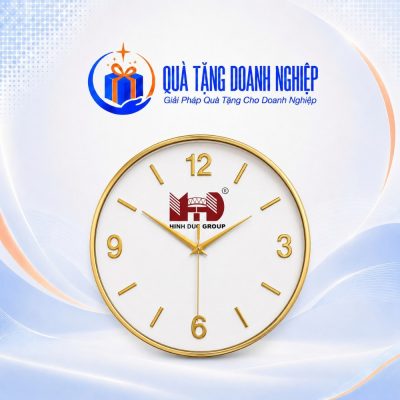 Đồng Hồ Treo Tường Viền Vàng Quà Tặng Doanh Nghiệp In Logo