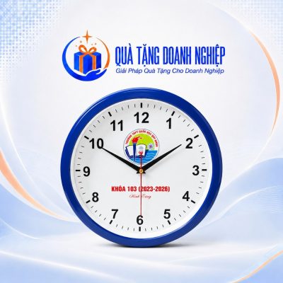 Đồng Hồ Treo Tường Viền Xanh Quà Tặng Doanh Nghiệp In Logo