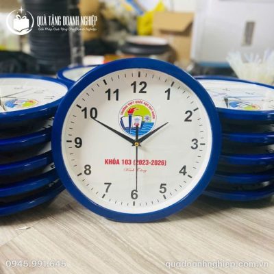 Đồng Hồ Treo Tường Viền Xanh Quà Tặng Doanh Nghiệp In Logo