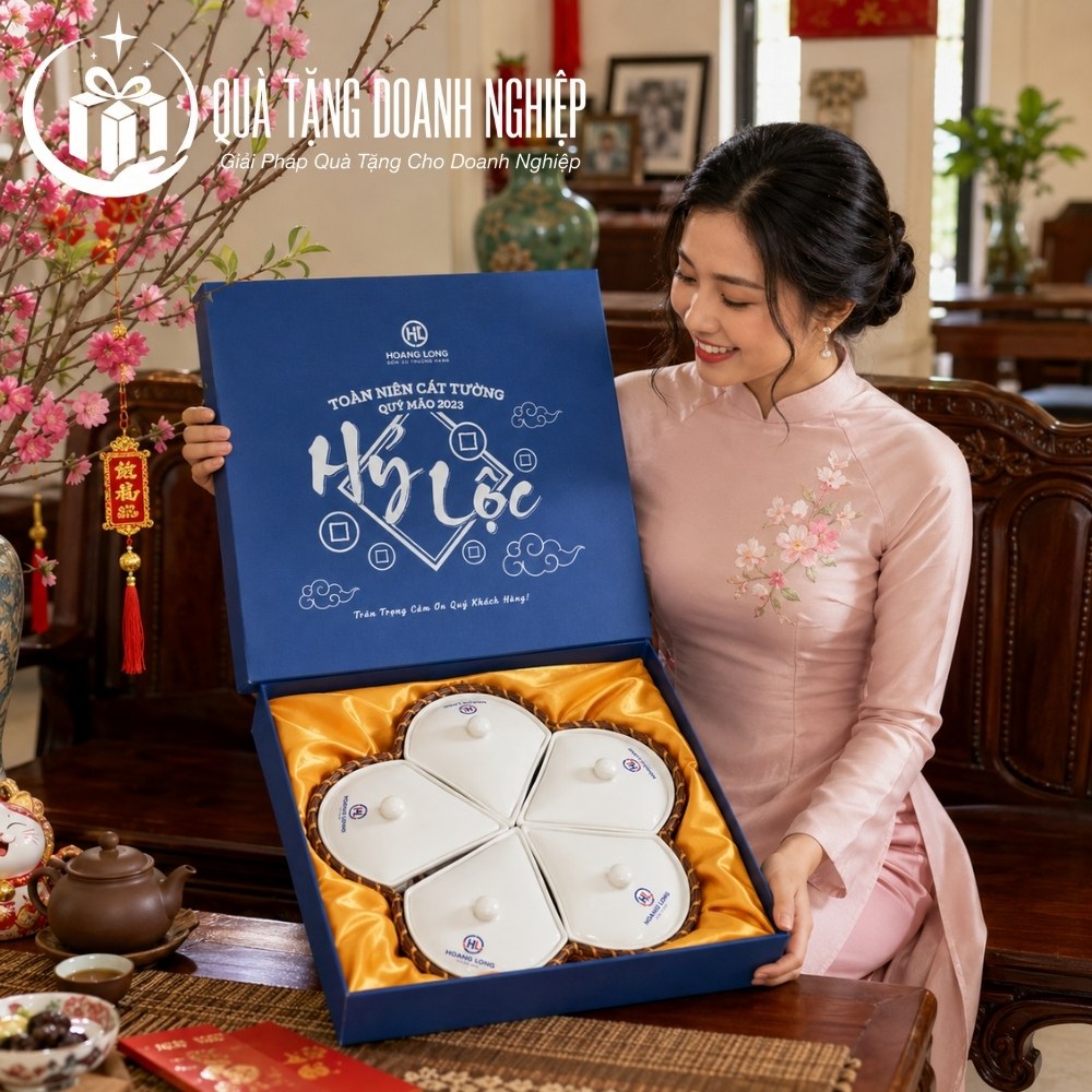 Bộ khay mứt tết in logo quà tặng