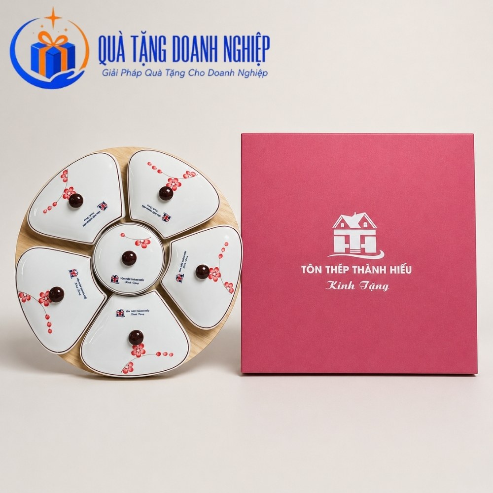 Khay mứt tết in logo quà tặng